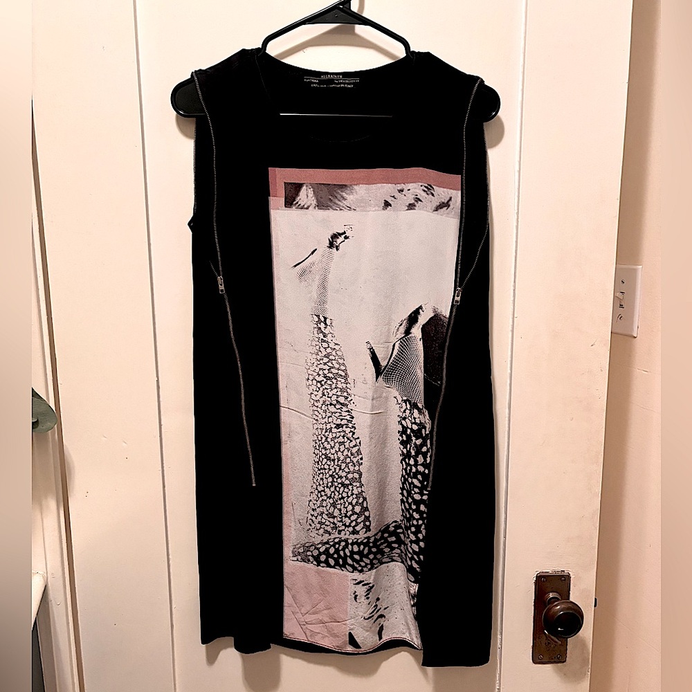100% Silk All Saints Zipper Dress